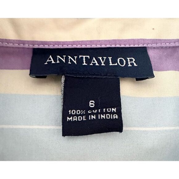 Ann Taylor Women’s Multicolor Striped‎ Sleeveless Button-Up Shirt Size 6 - Picture 4 of 5
